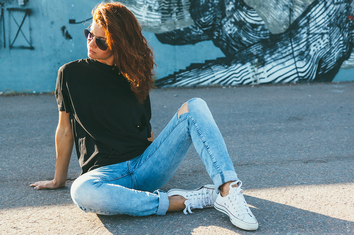 A elegant plain black T-shirt