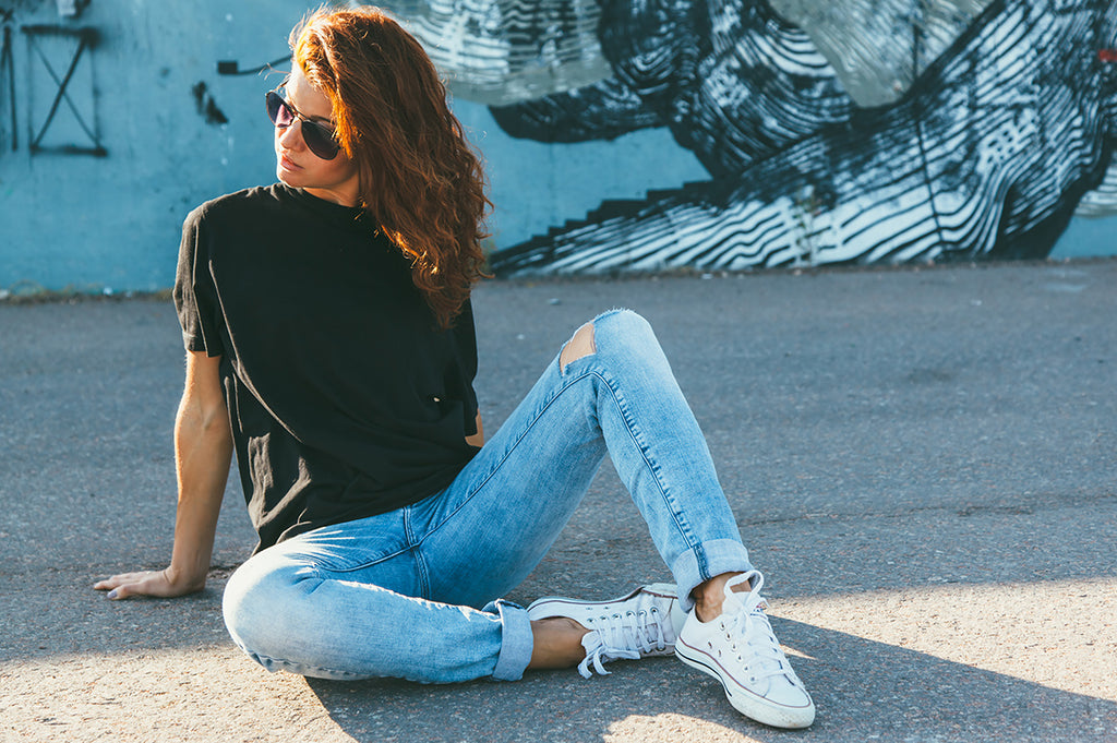 A elegant plain black T-shirt